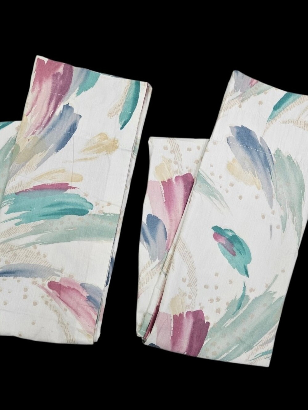 VTG Croscill Sedona Curtain Panels 80s Pastel Watercolor Brushstrokes 40x84 Pair